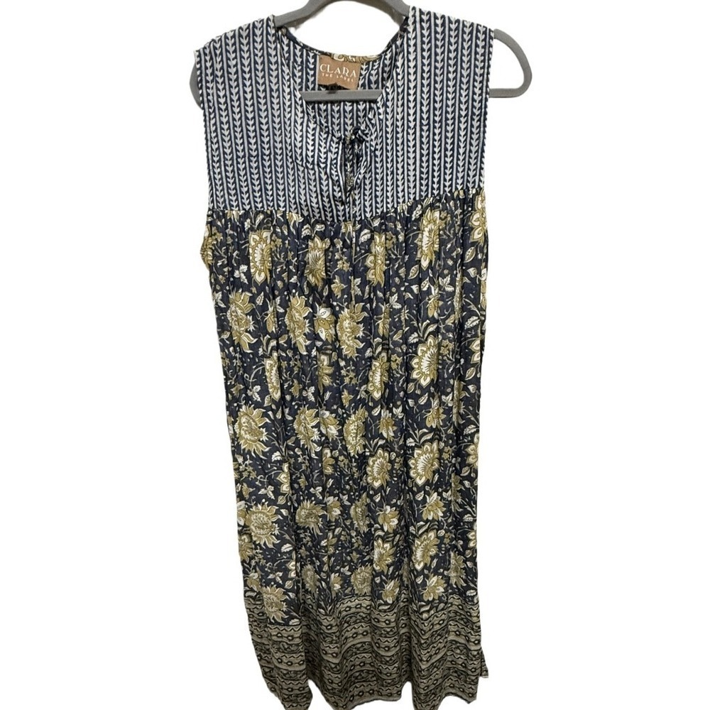Clara the Label Boho Floral Midi Dress Size Medium Lightweight Effortlessly Chic